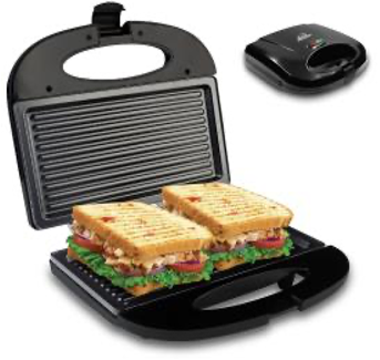 SANDUCHERA 2P HE SM117N NEGRA CON PLATOS GRILL ANTADH