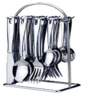 SET DE CUBIERTOS X 24 PZAS ACERO INOX C/ SOPORTE METALICO...